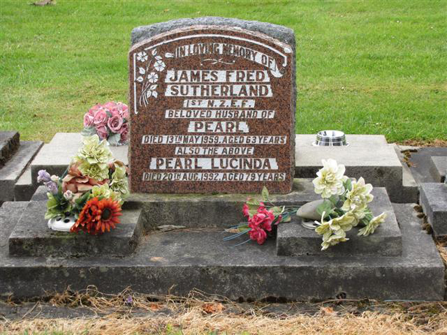 Photo of headstones/James Fred Sutherland d 1959 hdstn Invercargill